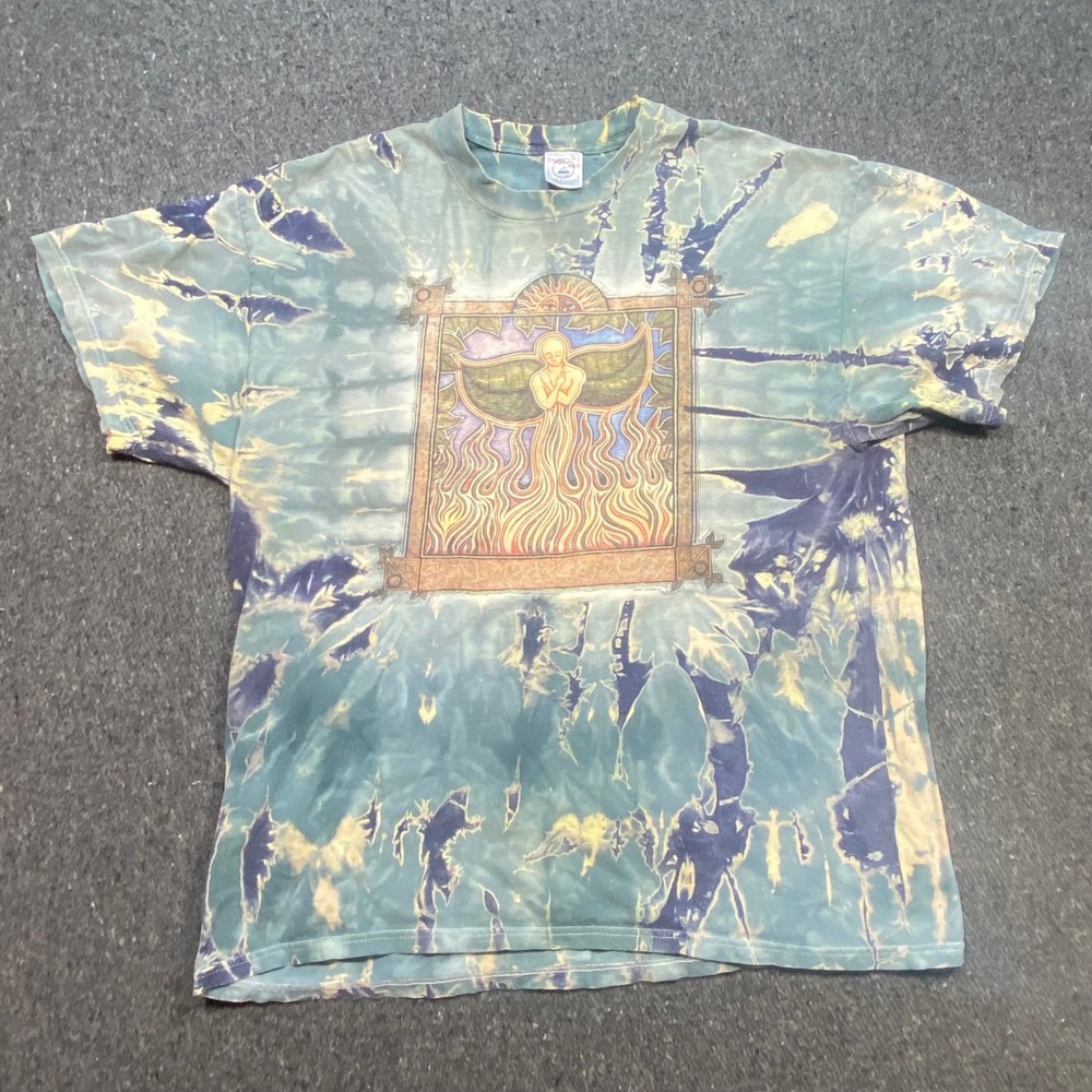 Santana Band TShirt Sz XL Mens Blue Tie Dye Dan Morris Graphic Grunge Rock‎ 90s
